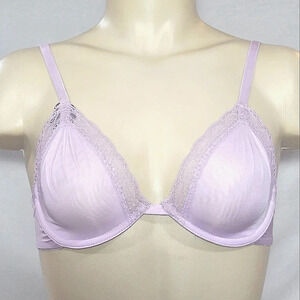 34B Gilligan O'Malley Perfect Unlined Seamless Cup Lace Trim‎ Plunge UW Bra NWT